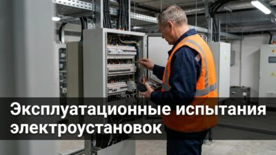 Эксплуатационные испытания электроустановок — инженер ЭлектроЗамер проверяет электрощит в щитовой бизнес-центра