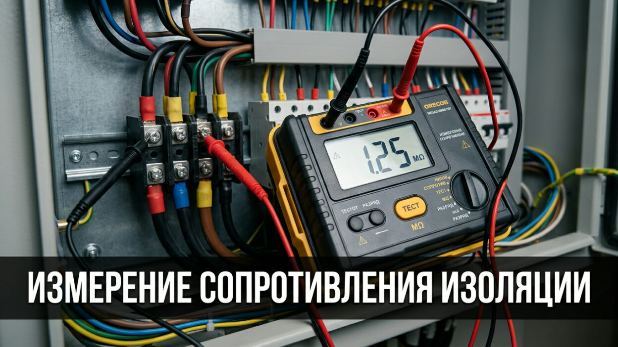 Мегаомметр на 1.25 МΩ при измерении сопротивления изоляции в электрощите — оборудование ЭлектроЗамер