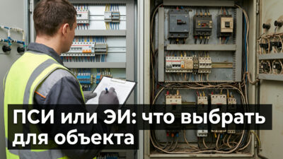 Инженер ЭлектроЗамер сравнивает новый и действующий электрощит при выборе типа испытаний — ПСИ или ЭИ